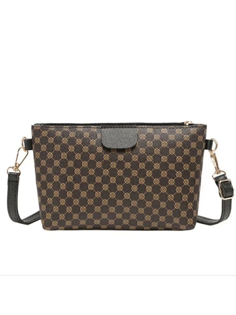 Mini Vegan Leather Print Monogram Square Zipper Crossbody - Picture 15 of 17